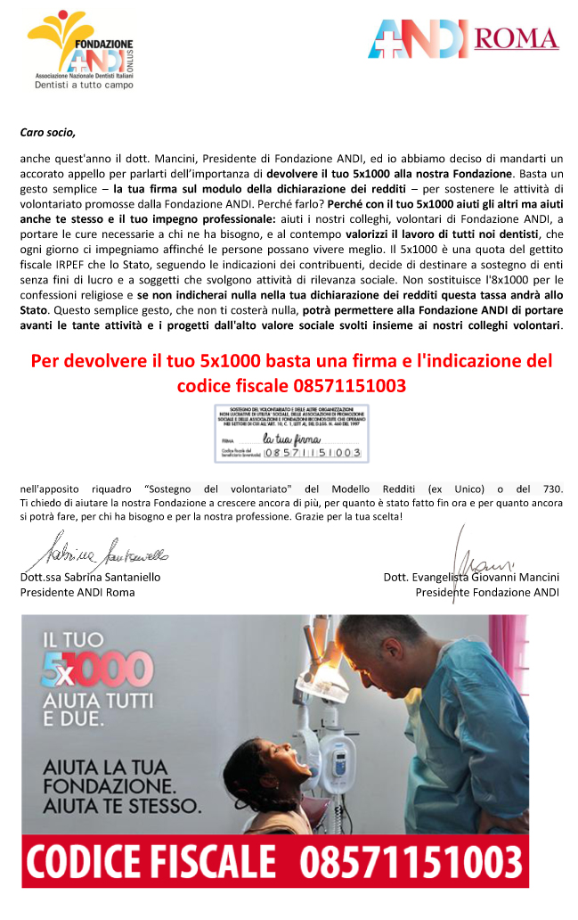 5x1000 FondazioneANDI 2018