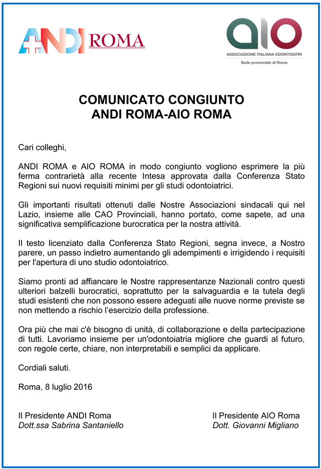 COMUNICATO-CONGIUNTO-ANDI-ROMA AIO-ROMA